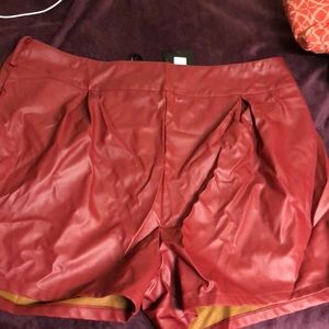 Faux leather pretty little things shorts maroon